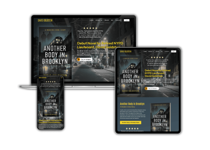 Book website displayed on laptop, tablet, smartphone