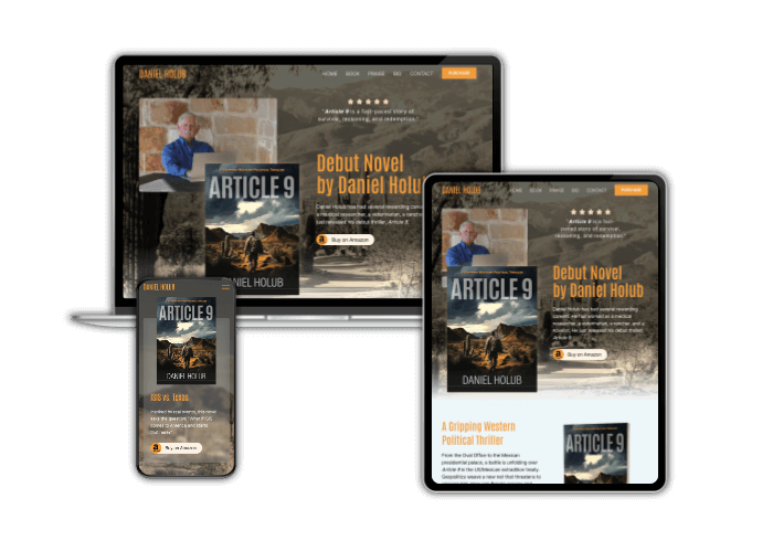 Responsive author website for Daniel Holub, the author of Article 9.