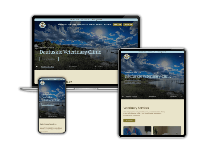 Responsive Daufuskie Veterinary Clinic website on devices