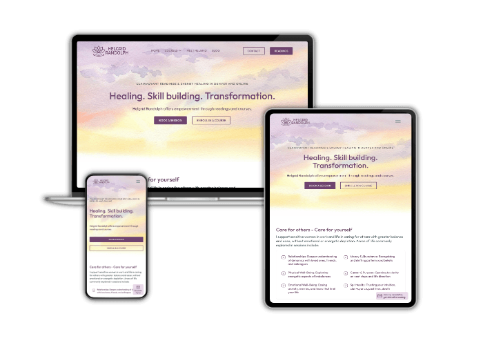 Responsive wellness website on laptop, tablet, and phone