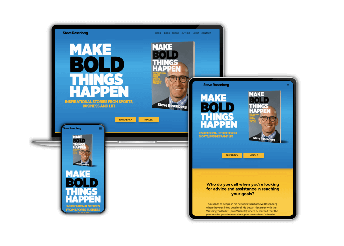 Device mockup images with a website on a laptop, tablet, and phone screens.