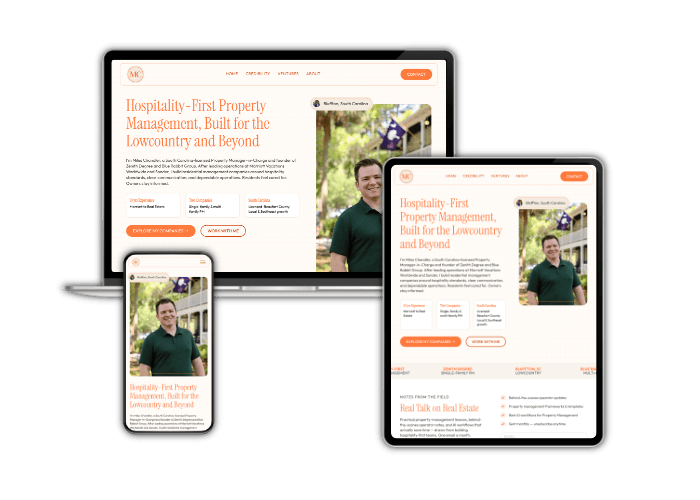 Responsive hospitality property management website on multiple devices